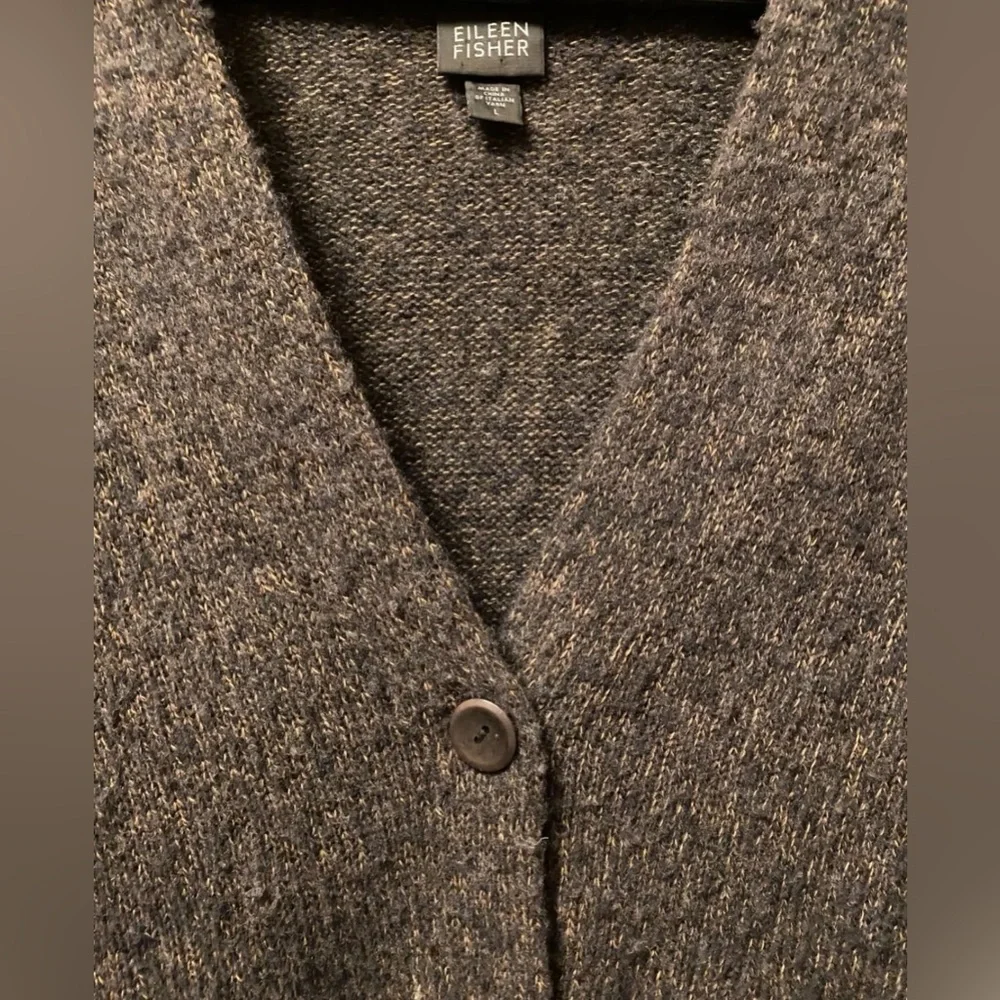 Eileen Fisher Cardigan One Button Merino Wool Blend Size Large - Picture 4 of 7